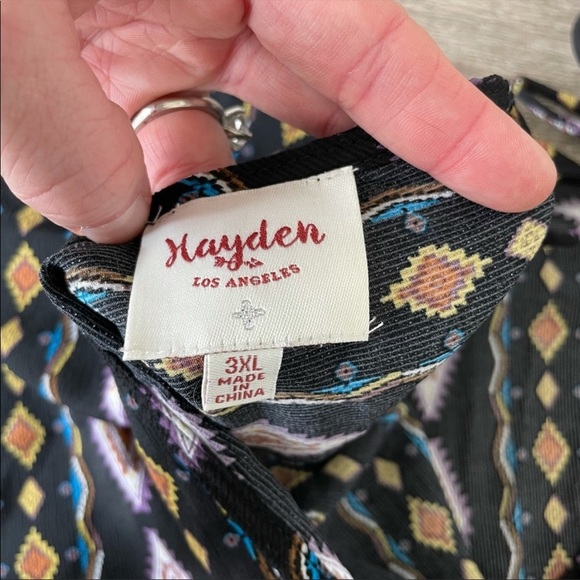 Hayden Los Angeles Boho V-Neck Tribal Print Maxi Dress Size 3XL - Picture 3 of 7